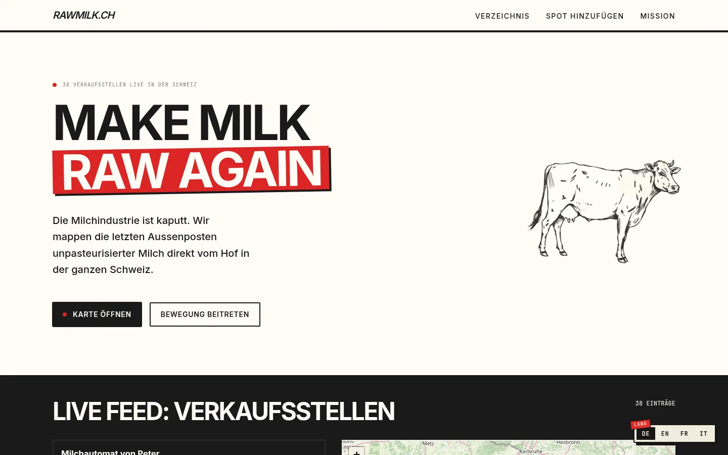 Website von rawmilk.ch